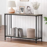Garvee Console Table with Glass Shelf + Metal Frame, 41.5" Narrow Entryway Table, Industrial Hallway Table, Rustic Grey, for Living Room, Foyer, Bedroom - grey