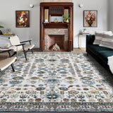 Garvee 8x10 Area Rug Large Floral Rug Vintage Medallion Area Rug Ultra Soft Non-Slip Floor Cover Washable Thin Rug Boho Low Pile Foldable Rug for Bedroom Living Room Dining Room Office Blue - Oriental Blue