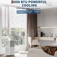Garvee 8,000 BTU Drainage-free Portable Air Conditioner for Indoor Rooms, 3-In-1 AC Unit for Bedroom 150 Sq.Ft, Dehumidifier, Fan, Sleep Mode, 24 Timer, Remote Control, Window Kits Included
