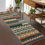 Garvee Green Multi 2x6 Runner Rug Washable Rugs for Living Room Distressed Vintage Area Rug for Bedroom Tribal Geometric Patchwork Office Carpet Low Pile Neutral Soft Nursery Rug - Green Multi