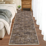 Garvee Solid Brown 2.5x10 Hallway Runner Rug Long Kitchen Runner Rug with Rubber Backing Low Pile Stain Resistant Entryway Carpet Washable Modern Solid Color Runner for Living Room Bedroom - Brown