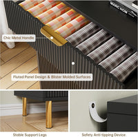 Garvee 3 Drawer Dresser for Bedroom, Modern Wooden Storage Chest with Gold Metal Handles, Anti-Tipping Design, Large Nightstand Organizer for Entryway, Hallway, Living Room, Black
