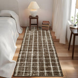 Garvee Plaid Tan 2x6 Runner Rug Washable Non Slip Kitchen Rugs Geometric Checkered Print Indoor Modern - Tan