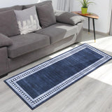 Garvee Washable Runner Rug Navy Blue 2x6 Hallway Runner Rug Modern Bordered Non Slip Rugs Soft Kitchen Runners Low-Pile Stain Resistance Non-Shedding Indoor Carpet for Entryway Laundry Bathroom Bedside - Navy Blue