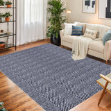 Garvee Area Rug 8x10 Bedroom Rug Modern Abstract Stain Resistant Rug Non-Shedding Minimalist Chevron Design Washable Non-Slip Foldable Indoor Floor Carpet for Office Kitchen, Blue - Blue