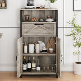Garvee Farmhouse Storage Cabinet + Bathroom Cabinet + High-Quality MDF & Metal + Barn Doors + Anti-Tipping + 23.64"L x 12.02"W x 43.26"H + Living Room, Bedroom, Kitchen