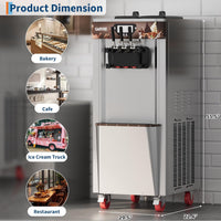 Garvee 2+1 Flavors 2600W Commercial Soft Serve Ice Cream Machine, 11.0-12.2 Gal/H Soft Serve Ice Cream Maker with LED display, Self-Cleaning, High Productivity Equipment for Restaurant & Snack Bar