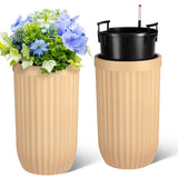 Garvee 23" Tall Self-Watering Planters Set of 2 with Water Level Monitor & Hidden Wheels - Ideal for Living Room, Office, Patio, Garden, Gold - Gold