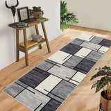 Garvee Washable Runner Rug 2x6 Runner Modern Geometric Rug Non Slip Kitchen Rugs Entryway Rug Grey Rug Contemporary Soft Bathroom Rugs Stain Resistant Carpet for Hallway Laundry Grey - Gray