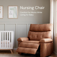 Garvee Recliner Chair for Adults, PU Leather Manual Recliner with Side Pocket, Lazy Chair with 1.5X Sponge Comfort Arm and Back for Living Room, Bedroom, Brown