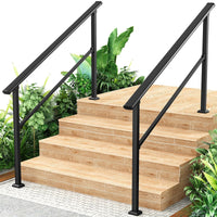Garvee Hand Rails for Outdoor Steps, Metal Stair Railing Handrail, 5 Step，2 Pack, Black