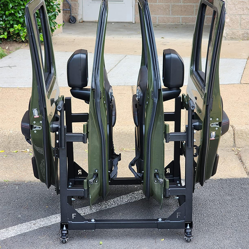 Garvee for Jeep Door Hanger Storage Rack Bracket Holder Compatible with 1987-2023 Jeep Gladiator JT & Wrangler JK JL TJ YJ JKU JLU Removable Stand Cart Sliding 2/4 Door