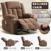 Garvee Manual Recliner Chair with Heat Massage, Widen Overstuffed Oversize Single Sofa Lounge Chair for Big & Tall People with Remote Control 3 Recline Positions 2 Cup Holders Side Pockets, Brwon
