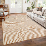 Garvee Washable Rug 8x10 Area Rugs for Living Room, Abstract Rug for Bedroom, Soft Rainbow Non Slip Throw Rugs With Rubber, Low Pile Stain Resistant Boho Geometric Carpet for Dining Room, Orange - Orange