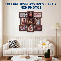 Garvee 9-Opening 4x6 Collage Picture Frame Set - Grid Multi Photo Wall Frame with Glass Front, MDF, Wall Mountable, Gallery Decor for Family & Wedding Photos - Fiery Sunset Clouds