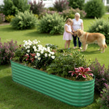 Garvee 2 Pcs 8' X 2' X 1.5' Galvanized Steel Raised Garden Beds, Outdoor Deep Planter Box Kit with Tool-Free Assembly, Rust-Resistant Green Coated Design for Vegetables, Flowers & Herbs - Green