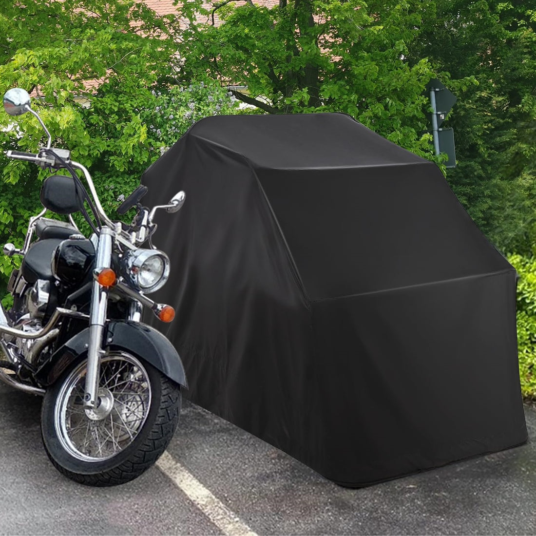 Garvee Waterproof Motorcycle Shed with 600D Oxford Cover, Heavy Duty Storage Shelter, 135.5" x 53.9" x 75.6