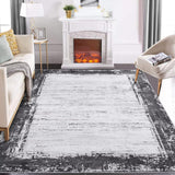 Garvee Large Rug 8x10 Modern Bordered Area Rug Washable Rug for Living Room Contemporary Border Print Accent Rug Non Slip Backing Throw Carpet Non-Shedding Floor Carpet for Bedroom Dining Office Grey - Gray