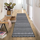 Garvee Boho Black 2x7 Moroccan Area Rug Washable Hallway Runner Indoor Non Slip Farmohouse Rug Traditional Throw Kitchen Mat Foldable Thin Rug Bohemian Carpet for Laundry Bathroom Bedroom - Black