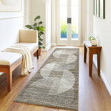 Garvee Washable Runner Rug 2x6 Non Slip Modern Hallway Rug Runner Brown Faux Wool Low Pile for Bedroom Kitchen Laundry Entrance - Brown