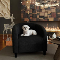 Garvee Accent Chair Club Chair Cozy Armrest Upholstered Velvet Barrel Chair with Solid Legs for Living Room Bedroom Study Waiting Room, Black