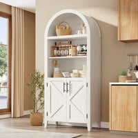 Garvee 5-Tier Arched Bookcase, Bookshelf with Adjustable Shelves, Home Office Shelf Storage Organizer, Floor Standing Display Storage Shelves for Bedroom/Living Room, White