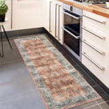 Garvee Runner Rug 2x6 Vintage Machine Washable Area Rug Floral Print Carpet Non Slip Accent Rug Boho Area Rug Low-Pile Indoor Carpet for Kitchen Bedroom, Brick Red - Red