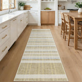 Garvee Plaid Washable Runner Rug 2x6 Non Slip Kitchen Rug Taupe Modern Checkered Textured Low Pile Stain Resistant - Taupe