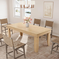 Garvee Farmhouse 71" Wood Rectangular Dining Table with L-Shaped Legs Suitable for 6-8 People for Dining Room, Natural