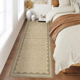 Garvee Modern Jute 2x6 Scalloped Rug Runners for Hallways, Solid Runner Rug Non Slip Scalloped Bath Runner, Washable Rugs for Bedroom Girls, Rugs for Kitchen Floor Soft Dorm Nursery Carpet for Bedside - Jute