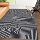 Garvee Washable Rug 4x6 Area Rugs Soft Rainbow Non Slip Rubber Back for Living Room Bedroom Dining Room Black - Black