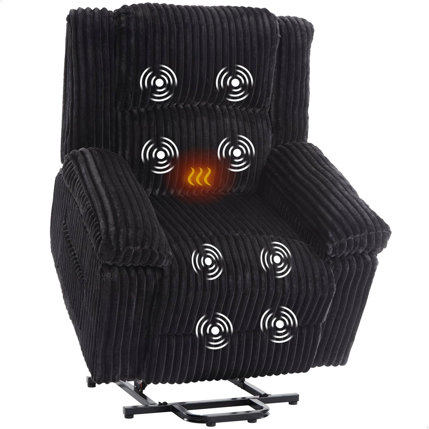 Garvee Power Lift Recliner Chair - Heat and Massage, Electric Lift Plush Recliner with Soft Padded Seat, Back Support & Armrests , Designed for the Elderly and People with Mobility Impaired, Black