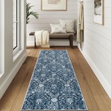 Garvee Vintage Rug 2x6 Runners Rug for Hallways, Washable Medallion Area Rugs Hallway Door Mat with Non-Slip Backing Entryway Rug Floor Carpet for Entrance Bedroom Kitchen, Navy - Blue