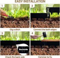 Garvee Metal Garden Edging 40" x 8" (6 Pack) – Bendable Heavy-Duty Galvanized Steel Landscape Border with Hammer-In Stakes, Rustproof for Lawn, Flower Beds & Pathways