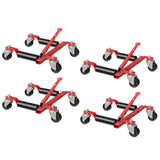 Garvee 4-Pack Heavy Duty Hydraulic Car Wheel Dolly - 1500 Lbs Capacity, Foot Pedal, Red for Auto Repair & Vehicle Moving - Red