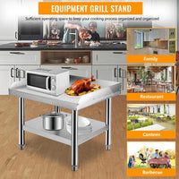 GARVEE 48"L x 28"W x 24"H Stainless Steel Equipment Grill Stand - Adjustable Undershelf, Durable Grill Table for Home, Hotel, and Commercial Restaurant Kitchens