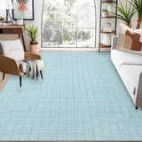 Garvee Washable 10x13 Area Rugs Solid Checkered Rugs Large Rugs for Living Room Stain Resistant Carpet Geometric Rugs for Bedroom with Non Slip Backing Home Decor Floor Decoration Rug - Mint Green