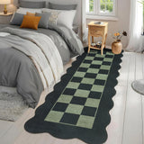 Garvee Runner Rugs Non Slip Hallway Rug 2x6 Washable Modern Scalloped Carpet Black and Green - Black & Green