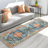 Garvee Hallway Runner Rug, 2x6 Kitchen Runner Rugs Vintage Area Rug Washable Non Slip Laundry Room Rug Oriental Carpet Runner Floral Print Floorcover Mat for Entrance Bedroom Living Room, Teal - Green