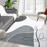 Garvee Floral Grey 10x13 Modern Abstract Rug, Washable, Bohemian Style, Rubber Backed, Stain Resistant, Contemporary Botanical Print Rug For Living Room - Gray