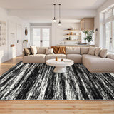 Garvee Washable Area Rug 5x7 Low Pile Ultra Soft Modern Abstract Living Room Rug Black Foldable Stain Resistant Non Slip Carpet - Black