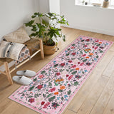 Garvee Colorful Floral Door Area Rug Ultra Soft Non-Slip Indoor Mat for Entryway Kitchen Bedroom Various Sizes Neutral Colors - Pink
