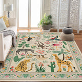 Garvee 9x12 Washable Animal Living Room Rug Non Slip Vintage Design Beige Large Soft Low Pile Carpet - Beige
