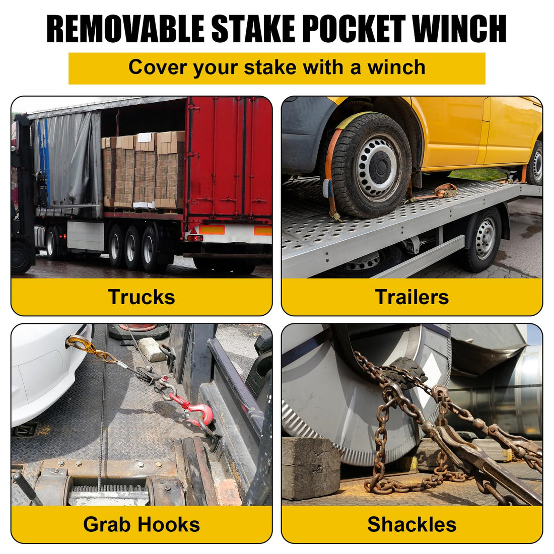 Garvee Heavy Duty Stake Pocket Winch: 5400 lbs Load Capacity, Fits 2"-4" Straps, Rust-Resistant, Easy Install