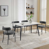 Garvee Mid-Century Dining Chairs Set of 2, Boucle Dining Room Chairs, Round Upholstered Chairs with Adjustable Legs - (Light Grey, Black Leg) - Grey-boucle