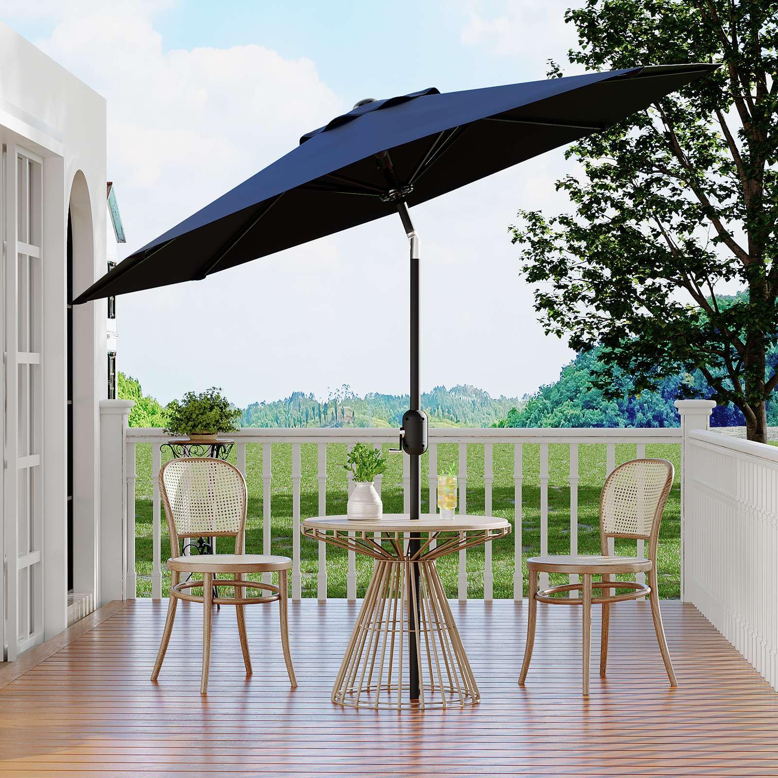 10' Patio Umbrella - Crank Lift & Wind-Resistant