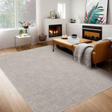 Garvee Washable Rug 5X7 Solid Contemporary Farmhouse Natural Rug Stain Resistant Indoor Floor Rug Non Slip Rug Low Pile Bedroom Rug for Nursery Room Dining Room Office, Natural - Tan & Ivory