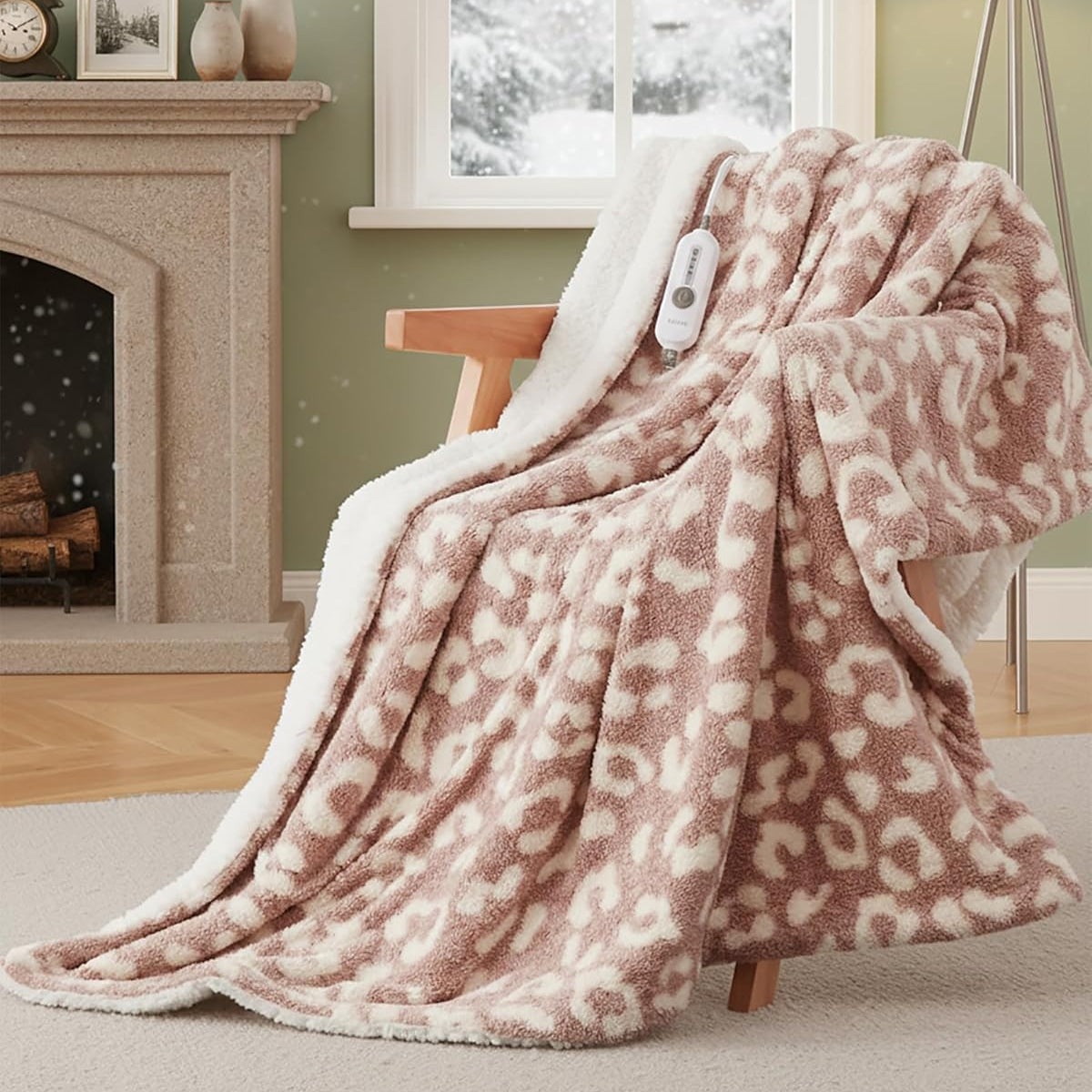Garvee Electric Blanket Heated Throw, Heated Blanket Soft Double Sherpa Super Cozy with 4 Heating Levels & 4 Hours Auto Off, Overheat Protection, Machine Washable, ETL Certification, Pink 50"x60"