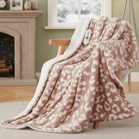 Garvee Electric Blanket Heated Throw, Heated Blanket Soft Double Sherpa Super Cozy with 4 Heating Levels & 4 Hours Auto Off, Overheat Protection, Machine Washable, ETL Certification, Pink 50"x60"