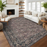Garvee Vintage Boho Area Rugs for Living Room, Reddish Brown 8'x10', Washable Large Rugs with Non-Slip Backing - Reddish Brown